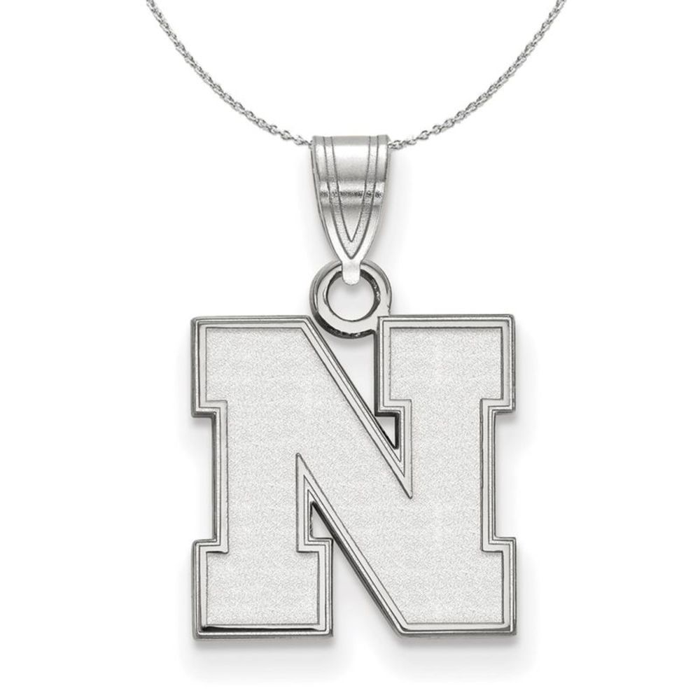 Sterling Silver U of Nebraska Small Initial N Necklace - 20 Inch